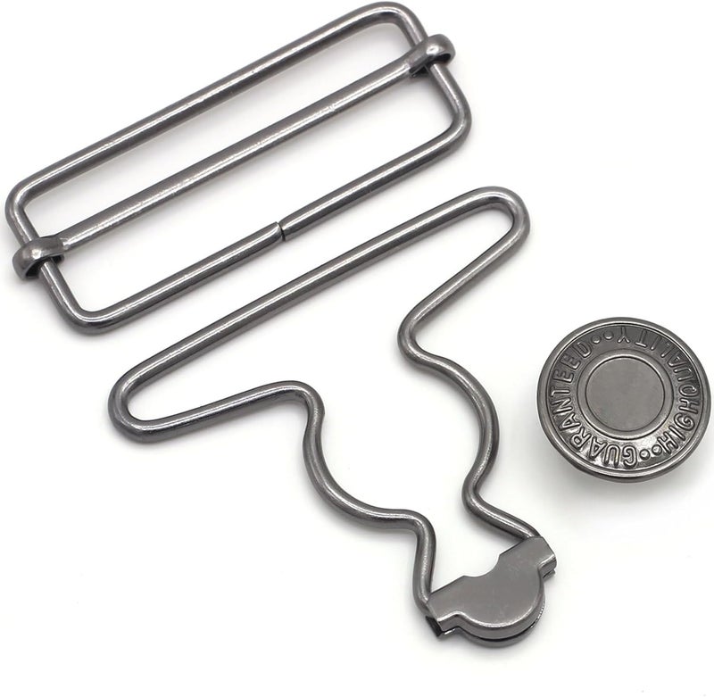 Enosea 2 Sets 2 inch Overall Buckles Replacement, Metal Suspender Buckle Overall Clips with Buckle Slider and Buttons - Image 1